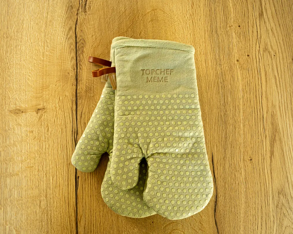 Gepersonaliseerde ovenwanten met extra grip, set van 2 (Licht grijs)