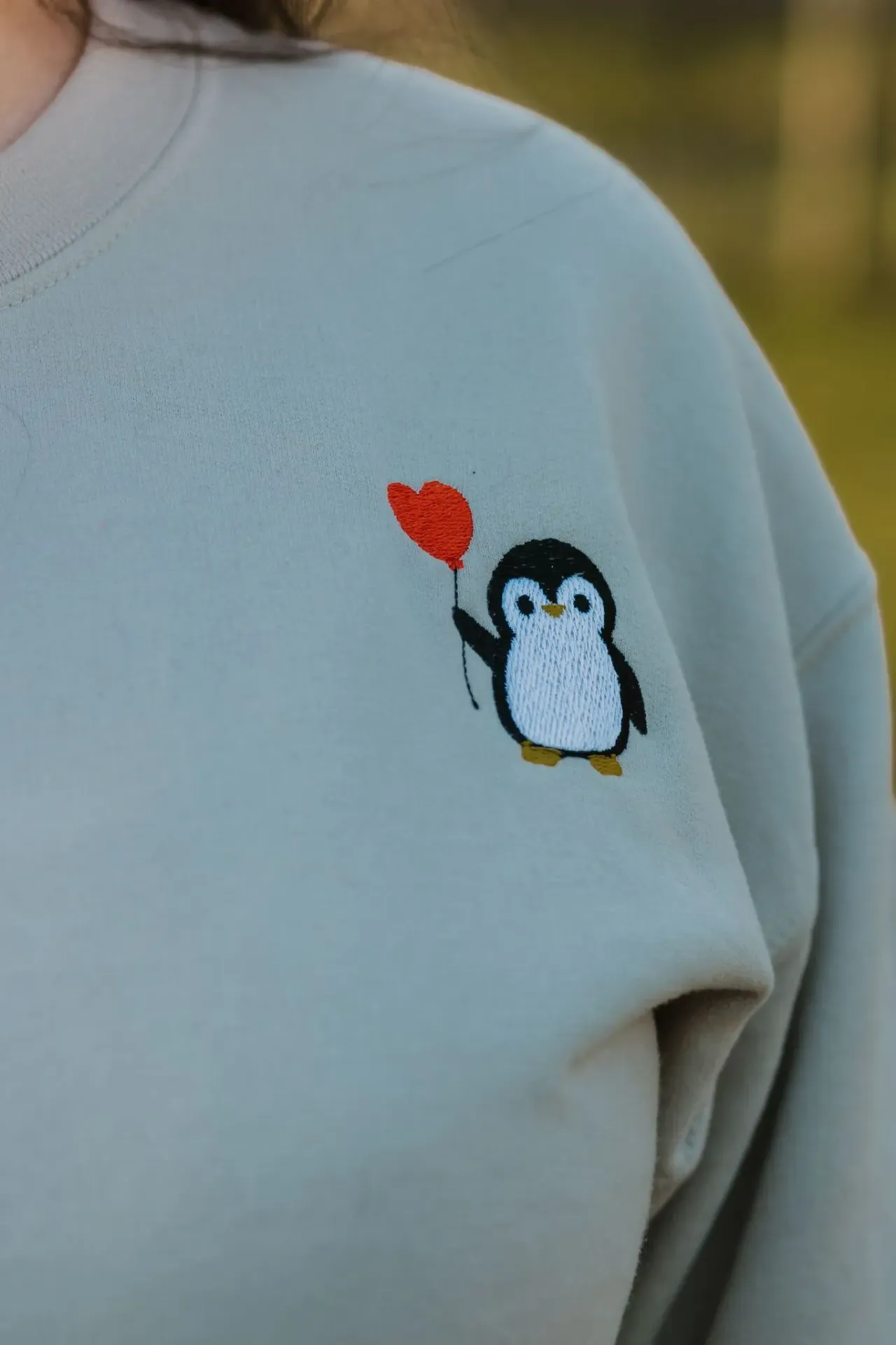 Pinguïn love - sweater (S, Licht grijs)