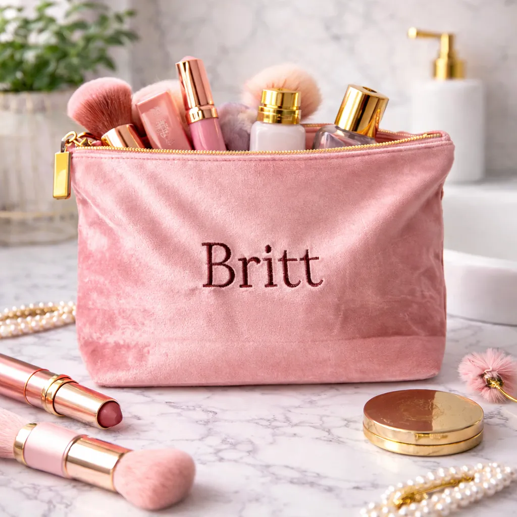 Toilettas velvet (Donker blauw)