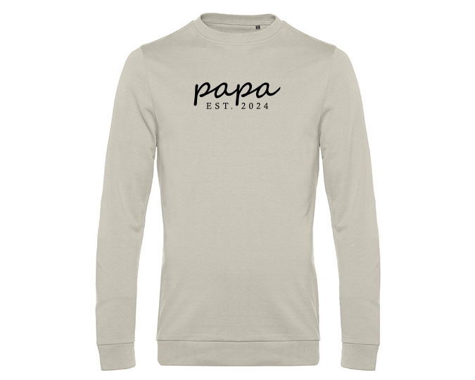 Sweater papa EST. 2000 (S, Licht grijs)