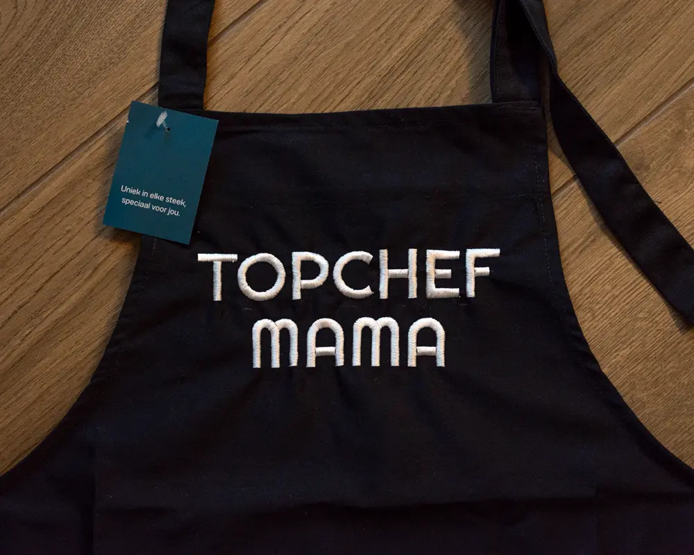 Schort "Topchef mama" (Zwart)
